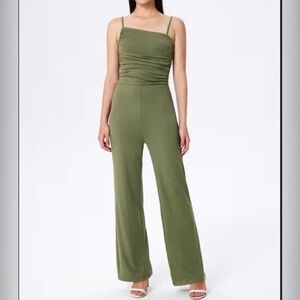 🔵 Cider Solid Neck Wide Leg Jumpsuit Size XL